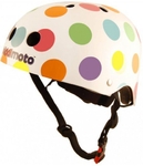 Шлем детский Kiddimoto белый в цветной горошек, размер M 53-58см