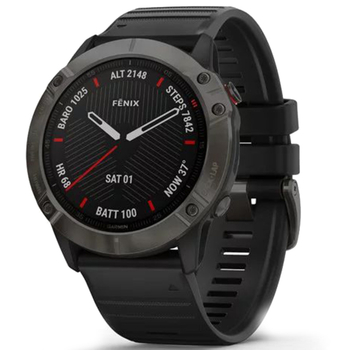 Спортивные часы Garmin fenix 6X, Pro and Sapphire editions, Sapphire, Carbon Gray DLC with Black Ban