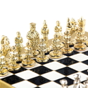S1BLA Manopoulos Byzantine Empire chess set with gold-silver chessmen / Black&amp;White chessboard