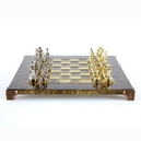 S3BRO Manopoulos Greek Roman Period chess set with gold-silver chessmen / Brown chessboard 28cm