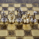 S3BRO Manopoulos Greek Roman Period chess set with gold-silver chessmen / Brown chessboard 28cm