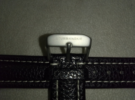 Ремінець Авіатор натуральна шкіра, чорний з білим рядком 20 мм